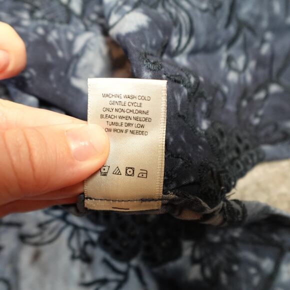 John Mark Top Womens 2X Button Front Artsy Tie Dye Embroidered Lace Navy Blue - Picture 4 of 9